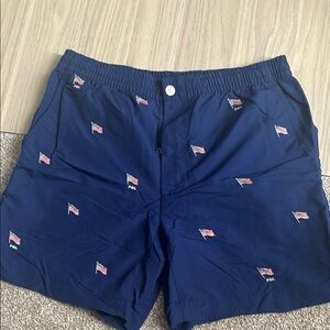 Polo by Ralph Lauren Men's Navy Swim Trunks with Flag Design